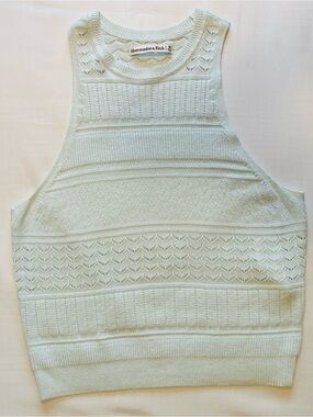 Abercrombie & Fitch Women's Light Blue Textured Knit Sleeveless Top